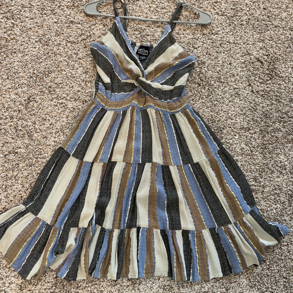 Angie Black and White Tiered Halter Midi Dress